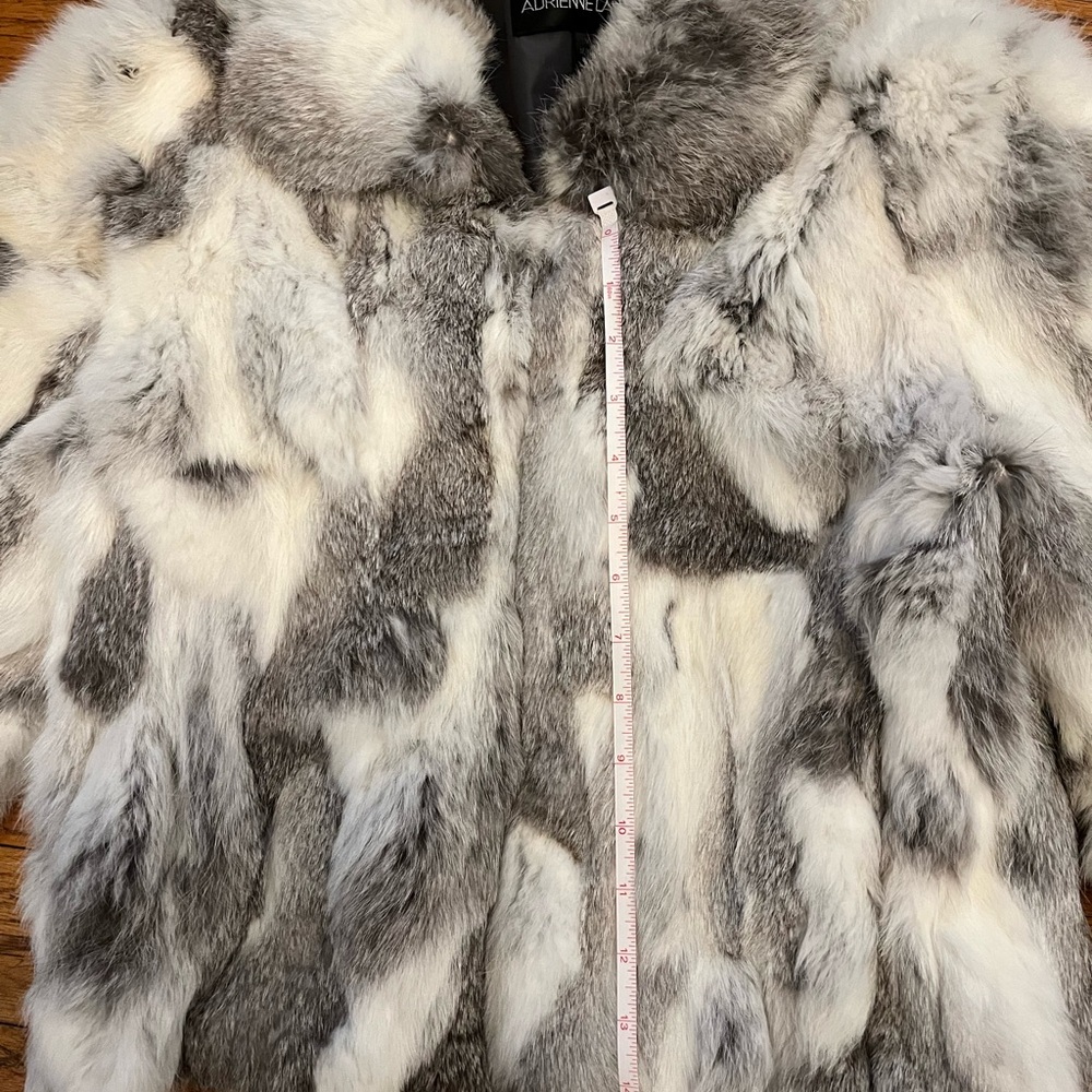 Adrienne Landau Rabbit Fur Jacket White & Grey Like New - Picture 7 of 10
